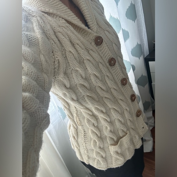 Vintage Cable Knit Hand Knit Cardigan - Picture 2 of 4